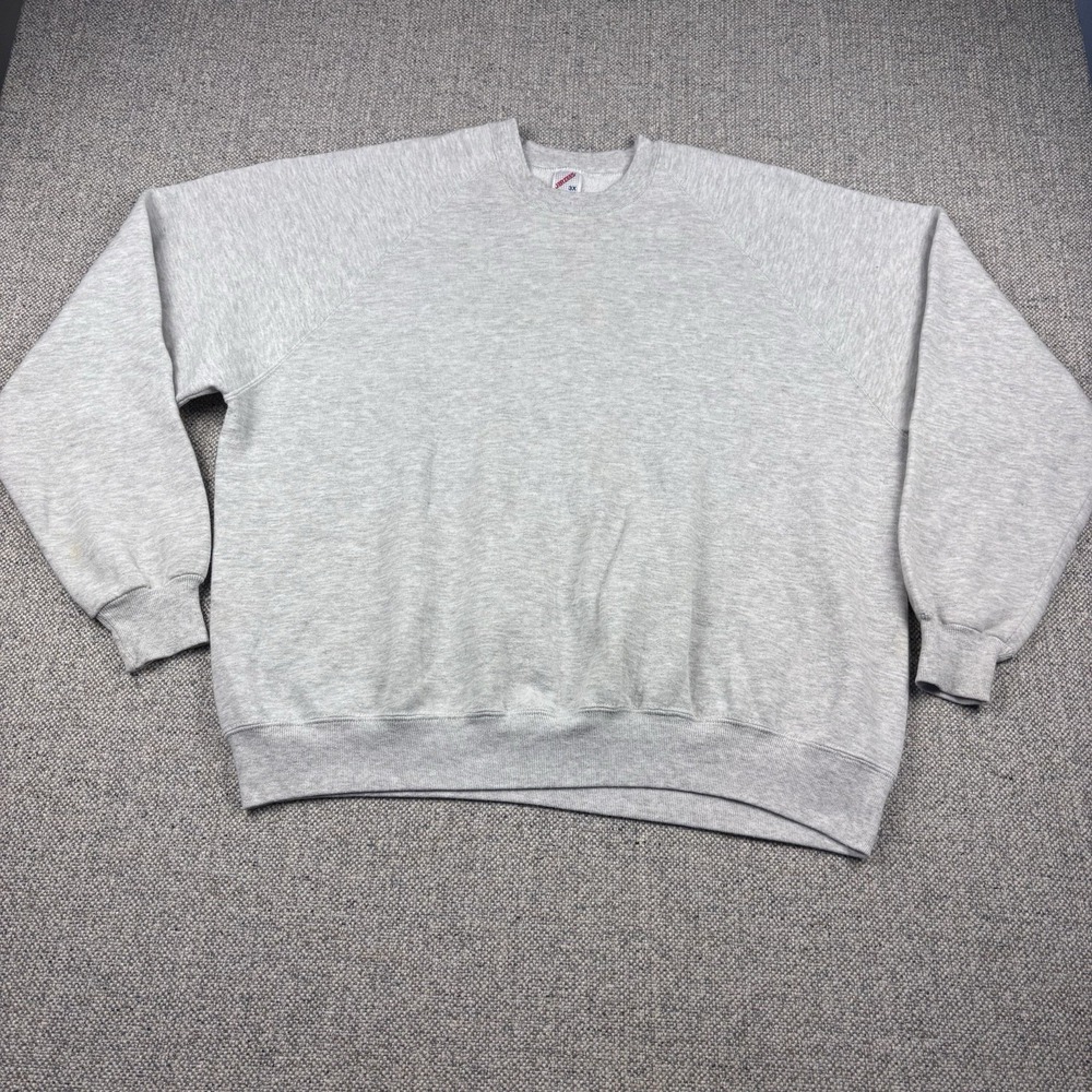 Vintage 90s Jerzees Blank Heather Grey Crewneck Sweatshirt 3XL